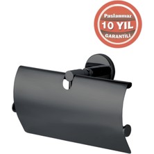 Çelik Banyo Paslanmaz Pirinç Flora Kağıtlık Geniș Kapaklı İkili Mat Siyah