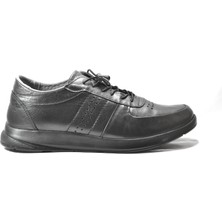 Onlo Ayakkabı Ek1.19 Hakiki Deri Siyah Lastik Bağcıklı Casual Erkek Ayakkabı