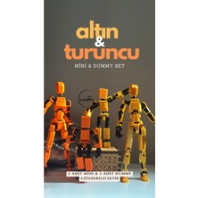 Altın-Turuncu 4'lü  Oynar Eklemli Robot Figür Seti – Mini 13 & Dummy- Lucky 13 Titan 13