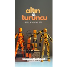 Altın-Turuncu 4'lü  Oynar Eklemli Robot Figür Seti – Mini 13 & Dummy- Lucky 13 Titan 13
