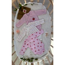 Necix's Şeftali ve Çiçek Baskılı Üçlü Bebek Body