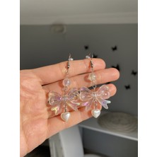 Pinky Lady Şeffaf Fiyonk Küpe