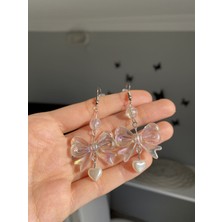 Pinky Lady Şeffaf Fiyonk Küpe