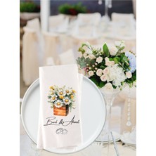 Lion Baskı ve Organizasyon Nişan Düğün Wedding Papatya Temalı Kişiye Özel Baskılı Peçete 20ADET