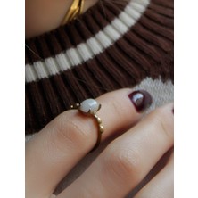 Esha Store Minimal Doğal Taş Aytaşı Doğal Taşlı Otantik Kadın Ayarlanabilir Yüzük EUY5AY