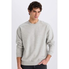 DeFacto Oversize Geniş Kalıp Bisiklet Yaka Kalın Basic Düz Sweatshirt E5955AX24WN