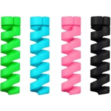 Kablo Koruyucu 4'lü Silikon Set Şarj ve Kulaklık Kablosu Koruyucu Şarz Aksesuarı