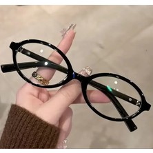Mıux Leopar Oval Çerçeve Mavi Işık Korumalı Ekran Gözlüğü, Optik Uyumlu, Camları Değişebilir