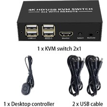 Bastore HDMI Kvm Switch 2 Port USB Type C 2 Pc Tek Kasa Klavye Mouse Kontrol Çoklayıcı