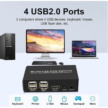 Bastore HDMI Kvm Switch 2 Port USB Type C 2 Pc Tek Kasa Klavye Mouse Kontrol Çoklayıcı