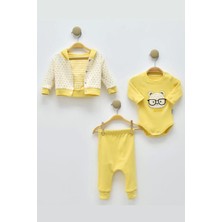 Gözlüklü Bear Puan Desenli 3'lü Erkek Bebek Takımı