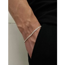 Siset Gümüş 925 Ayar   2 mm Rambo Model Erkek Gümüş Bileklik