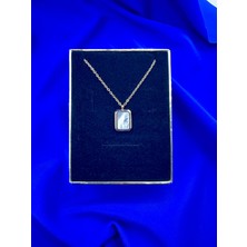 Celeste Shine Dikdörtgen Model Doğal Taşlı Altın Sarı (Gold) Paslanmaz Çelik Kolye