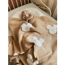 Dery Baby Teddy- Dört Kat Müslin Kahve Souris Battaniye
