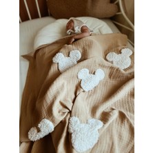 Dery Baby Teddy- Dört Kat Müslin Kahve Souris Battaniye