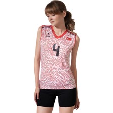 Domin Spor Kadın Kırmızı Beyaz Likralı Tek Üst Voleybol Forması Volleyball Jerseys DMNS8759