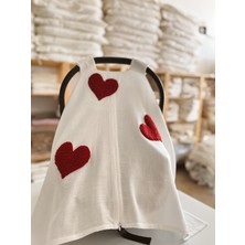 Dery Baby  Teddy Kırmızı Kalp Puset Örtüsü