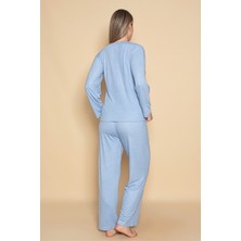 Dreamy Uzun Kollu Desenli Düğmeli Yaka Pijama Takımı