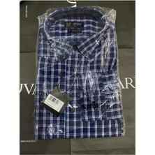 Slim Kalıp Cepsiz Ekose Desenli Uzun Kol Gömlek