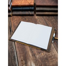 Saraci Leather Craft Hakiki Deri Kaplı Şerit Detaylı Defter