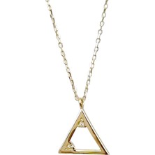 Üçgen Model Taşlı Altın Kolye