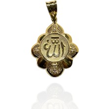 Allah Yazılı İşlemeli 14 Ayar Altın Kolye Ucu