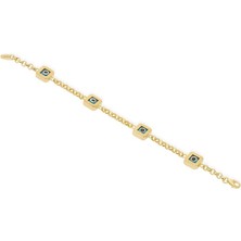 Kare Model Nazar Boncuklu Altın Bileklik