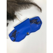 Troyder Gözlük Kılıfı Unisex Mavi Renk Hakiki Deri
