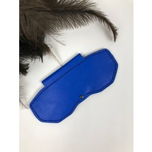 Troyder Gözlük Kılıfı Unisex Mavi Renk Hakiki Deri