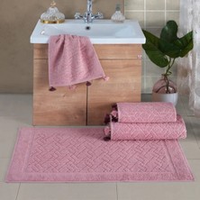 Çapa Home Çapa-Home Püsküllü 4 Parça Havlu Banyo Seti Gül Kurusu