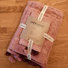 Çapa Home Çapa-Home Püsküllü 4 Parça Havlu Banyo Seti Gül Kurusu