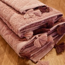 Çapa Home Çapa-Home Püsküllü 4 Parça Havlu Banyo Seti Gül Kurusu