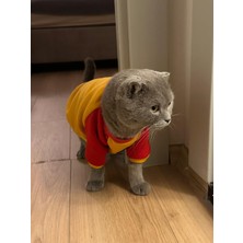 Luli Pet Sarı Kırmızı Parçalı Köpek Sweatshirt