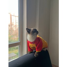 Luli Pet Sarı Kırmızı Parçalı Köpek Sweatshirt