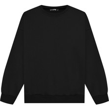 Unisex Basic Bisiklet Yaka Içi Polarlı Oversize Sweatshirt