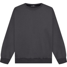 Unisex Basic Bisiklet Yaka Içi Polarlı Oversize Sweatshirt