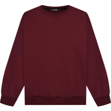 Unisex Basic Bisiklet Yaka Içi Polarlı Oversize Sweatshirt