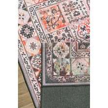 Melaris Halı Vintage Eskitme Bohem Yıkanabilir Şönil Kilim Pamuk Taban Dokuma Halı Oturma Odası Salon Balkon Mutfak Halısı