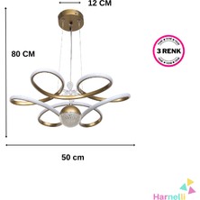Harnelli 3 Renk Yanabilen Şeker Camlı Modern Ledli Avize