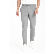 Varetta Erkek Gri Beli Lastikli Ipli Yandan Cepli Likralı Düz Paça Erkek Jogger Pantolon