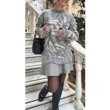 Lasorella Butik Kadın Gri Krem Kazak