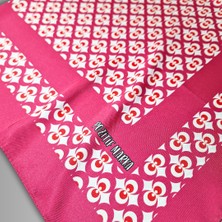 Pembe Eşarp Ipeksi Twill Saten Çintemani Desenli