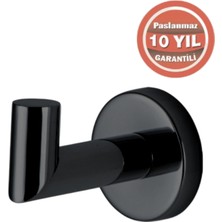 Çelik Banyo Paslanmaz Pirinç Flora Bornozluk Tekli Mat Siyah