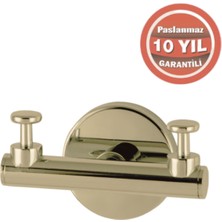 Çelik Banyo Paslanmaz Pirinç Flora Askılık İkili Altın Sarı Gold