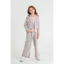 Giyicem Kız Çocuk Crop Ceketli Üçlü Takım 4407
