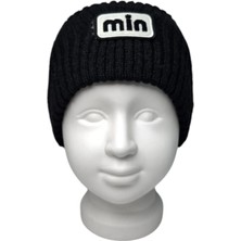 Spteks Kız Çocuk Min Figürlü Siyah Rengi Yün Örgü Saç Bandı Bandana