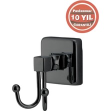 Çelik Banyo Paslanmaz Pirinç Kumru İkili Bornozluk Mat Siyah