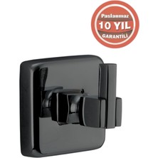Çelik Banyo Paslanmaz Pirinç Kumru Tekli Bornozluk Mat Siyah