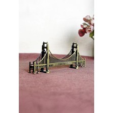 Golden Gate Köprüsü Metal Dekoratif Obje Biblo Eskitme Masa Üzeri Biblo