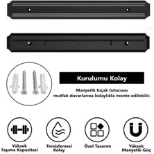 Nirnisa 55 cm Duvara Monte Çift Mıknatıslı Bıçak Askısı Kepçe Asma Tutucu Mıknatıs Askılığı Bıçaklık